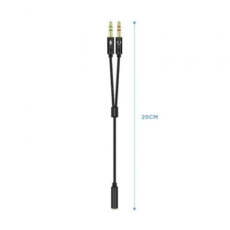 Aisens Cable Adaptador Audio Jack 3.5 2x Macho 3-pin a 1x Hembra 4-pin 25cm Negro Aisens Cable Adaptador Audio Jack 3.5 2x Macho 3-pin a 1x Hembra 4-pin 25cm Negro